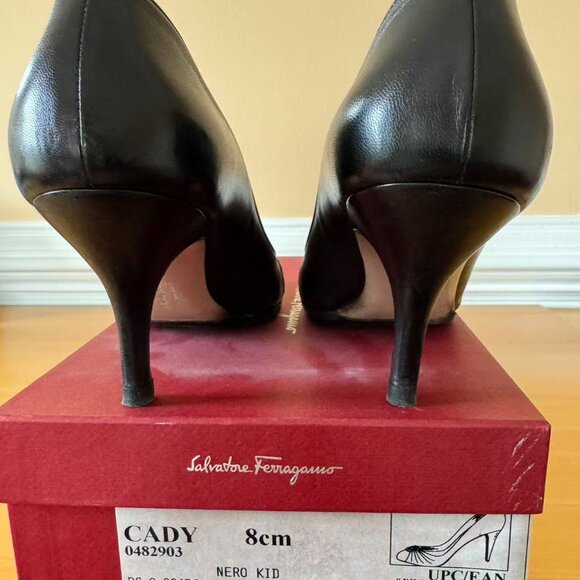 Salvatore Ferragamo Womens Calf Shoes Black Sz 7B - Picture 5 of 9